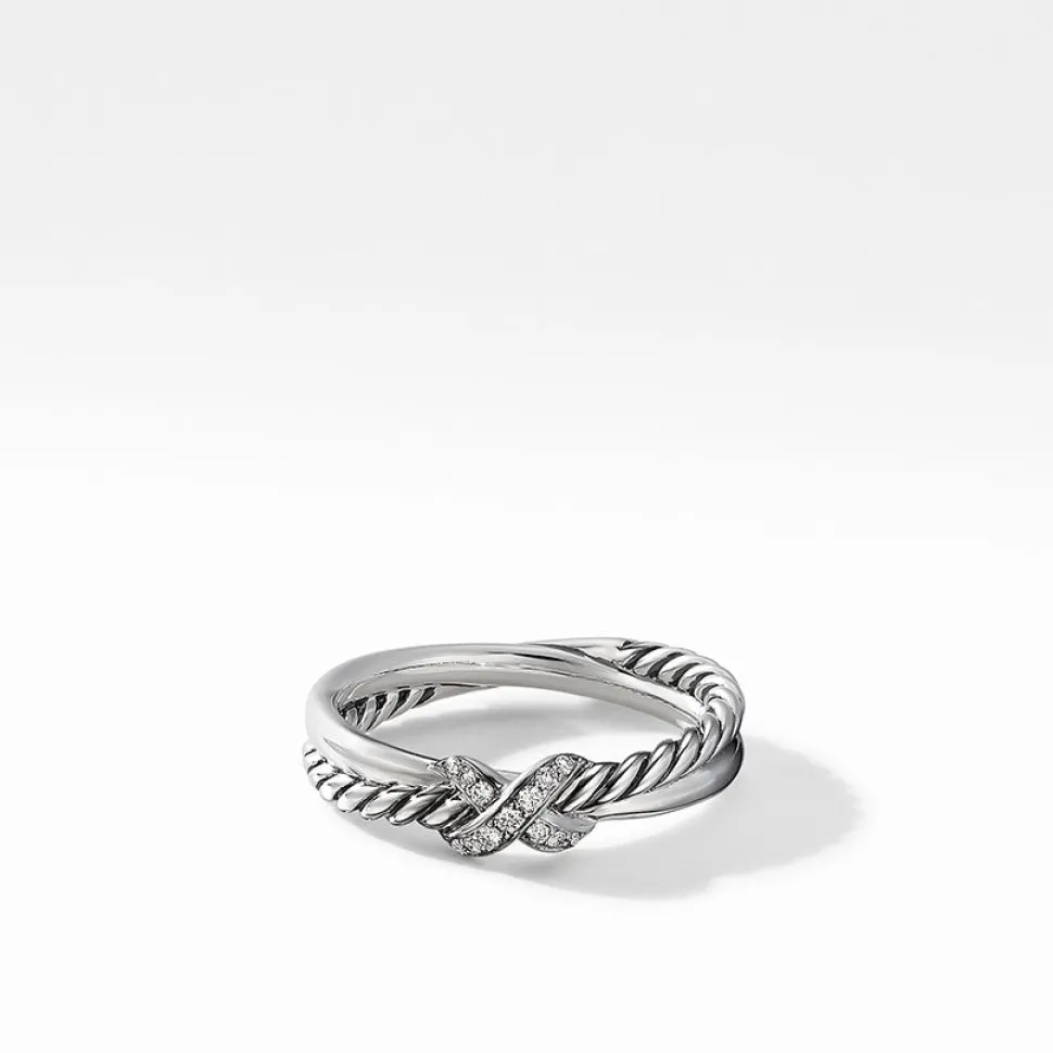 David Yurman Petite X Ring with Pavé Diamonds
