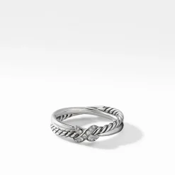 David Yurman Petite X Ring with Pavé Diamonds