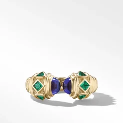 David Yurman Renaissance® Colour Ring in 18ct Yellow Gold with Tanzanite and Tsavorite