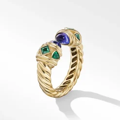 David Yurman Renaissance® Colour Ring in 18ct Yellow Gold with Tanzanite and Tsavorite