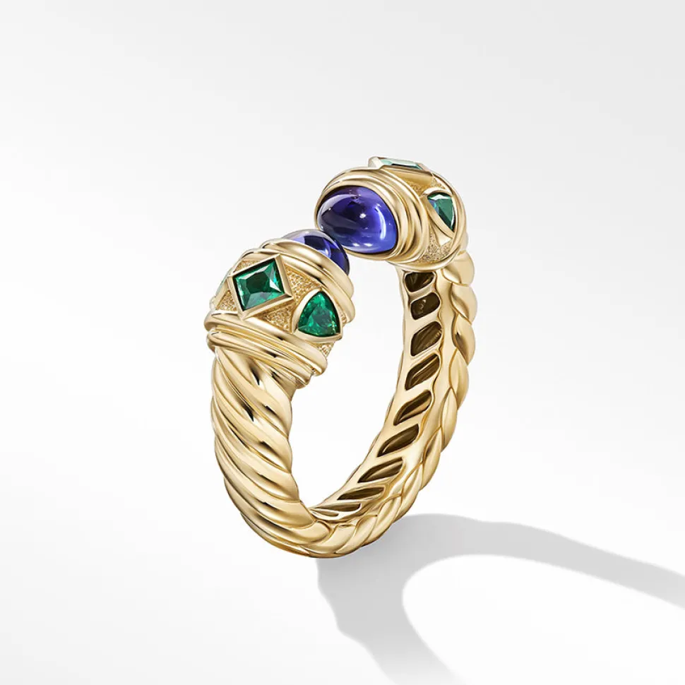 David Yurman Renaissance® Colour Ring in 18ct Yellow Gold with Tanzanite and Tsavorite