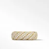 David Yurman Sculpted Cable Band Ring in 18ct Yellow Gold with Pavé Diamonds