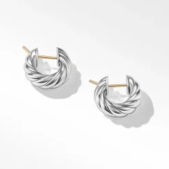 David Yurman Sculpted Cable Hoop Earrings in Sterling Silver
