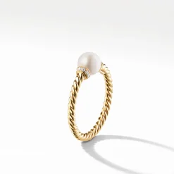 David Yurman Solari Station Ring with Cultured Pearl and Diamonds