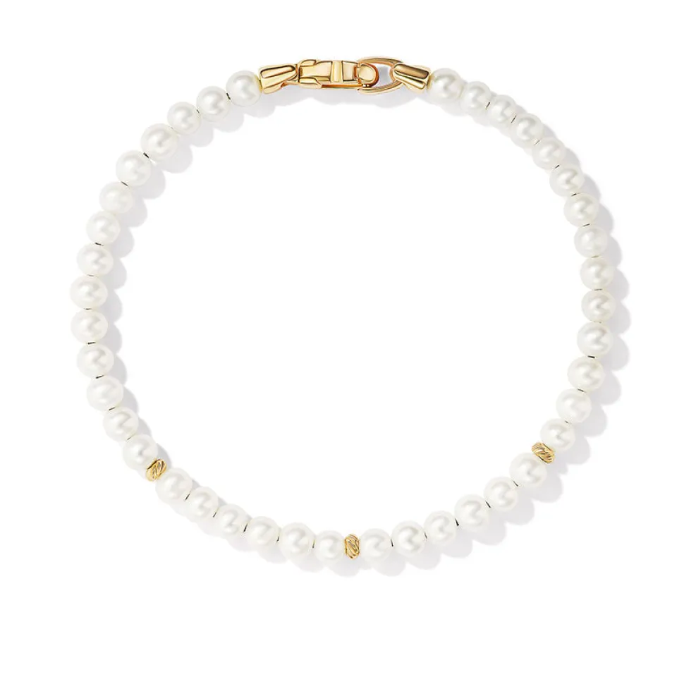 David Yurman Spiritual Beads Bracelet with Pearls and 14ct Yellow Gold