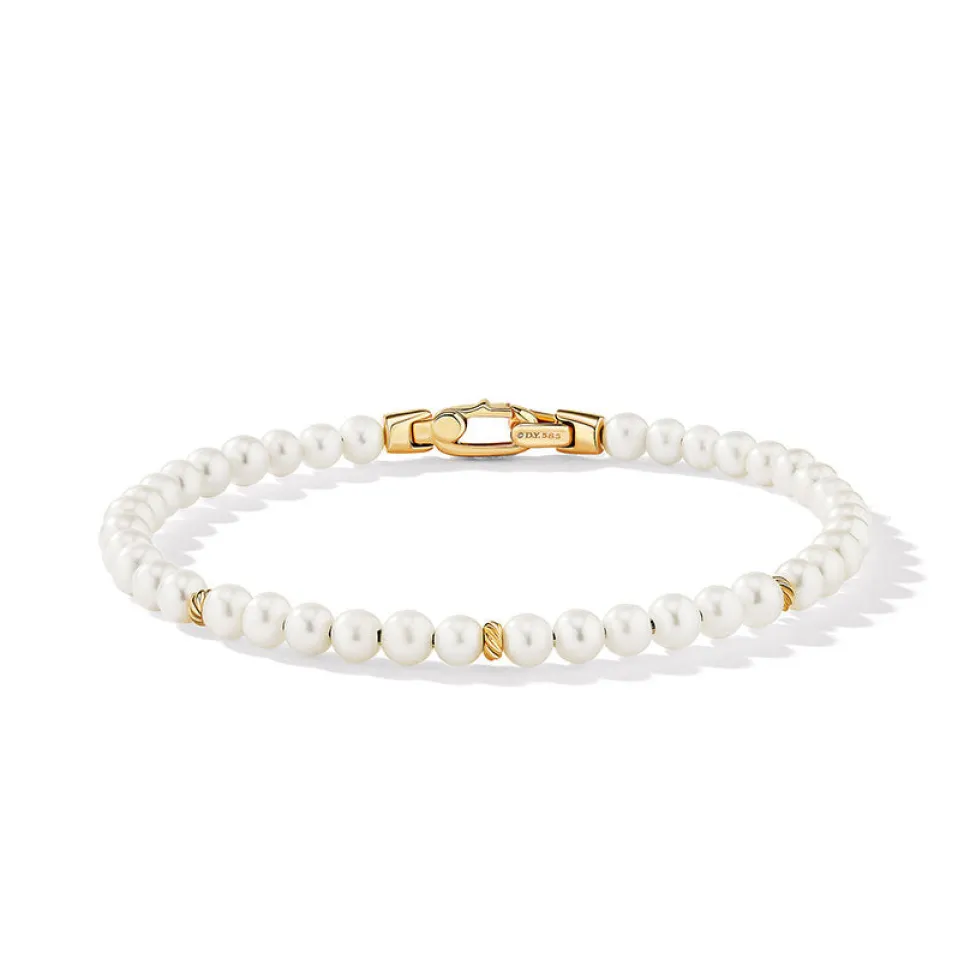 David Yurman Spiritual Beads Bracelet with Pearls and 14ct Yellow Gold