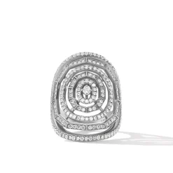David Yurman Stax Statement Ring in 18ct White Gold with Full Pavé Diamonds