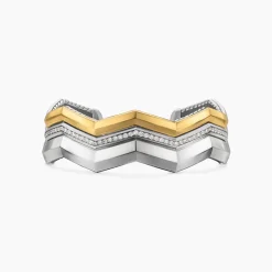 David Yurman Stax Zig Zag Three Row Cuff Bracelet