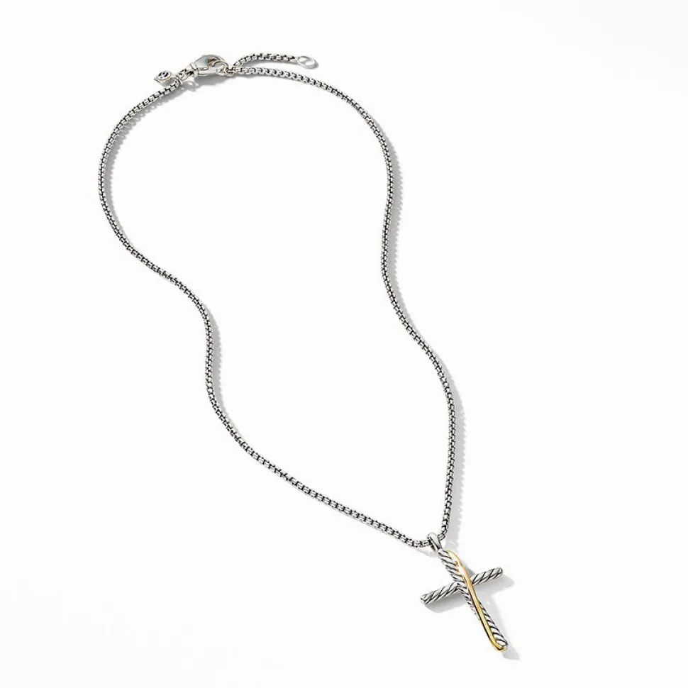 David Yurman The Crossover Collection® Cross Necklace with 18ct Yellow Gold