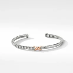 David Yurman X Station Bracelet in Sterling Silver with 18ct Rose Gold