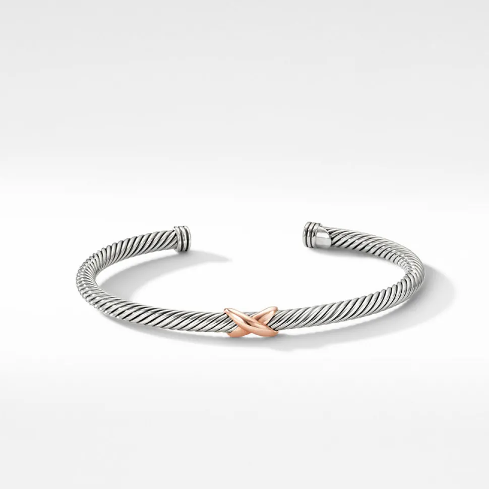 David Yurman X Station Bracelet in Sterling Silver with 18ct Rose Gold