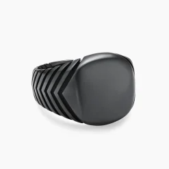 DY Chevron Signet Ring Black Titanium, 18mm