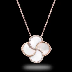 Essence 18ct Rose Gold Mother of Pearl and Diamond Necklace