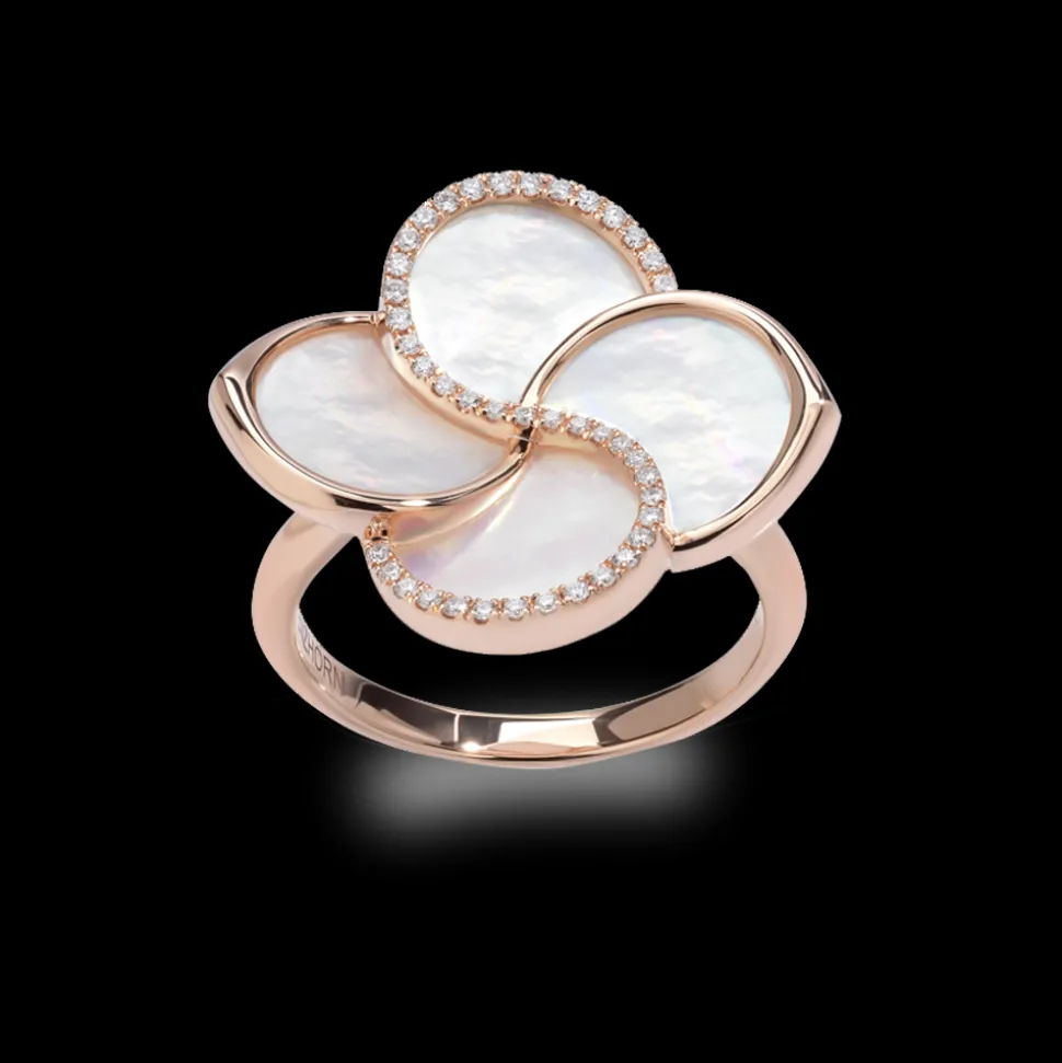 Essence 18ct Rose Gold Mother of Pearl and Diamond Ring
