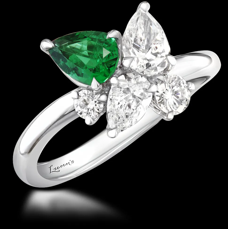Five Stone 0.53ct Emerald White Gold Ring
