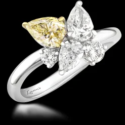 Five Stone 0.55ct Fancy Light Yellow VS2 Diamond White Gold Ring