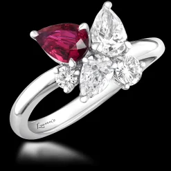 Five Stone 0.56ct Ruby White Gold Ring
