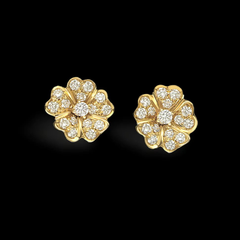 Flora 0.62ct Diamond Yellow Gold Earrings