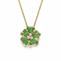 Flora 0.64ct Emerald Yellow Gold Necklace