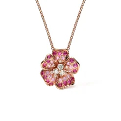 Flora 0.58ct Pink Sapphire and Diamond Rose Gold Necklace