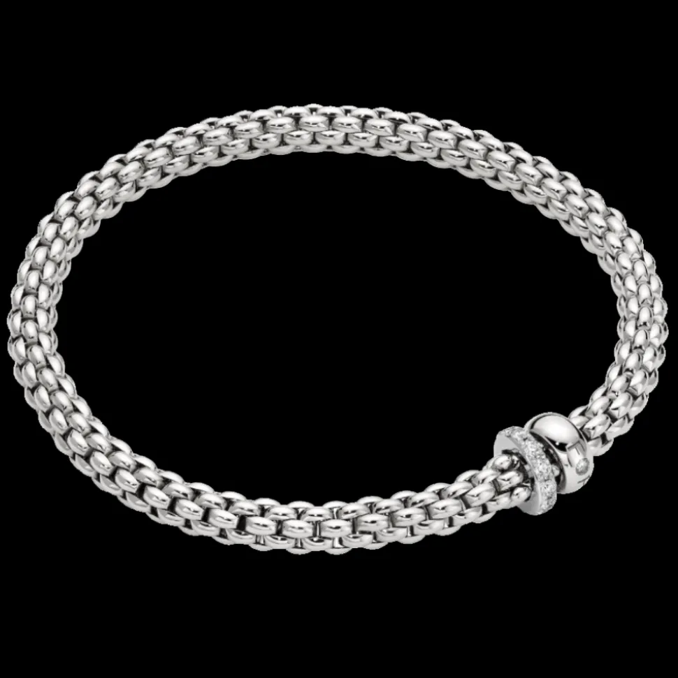 FOPE Solo Flex'it Bracelet with a Double Rondel and Diamond Pavé