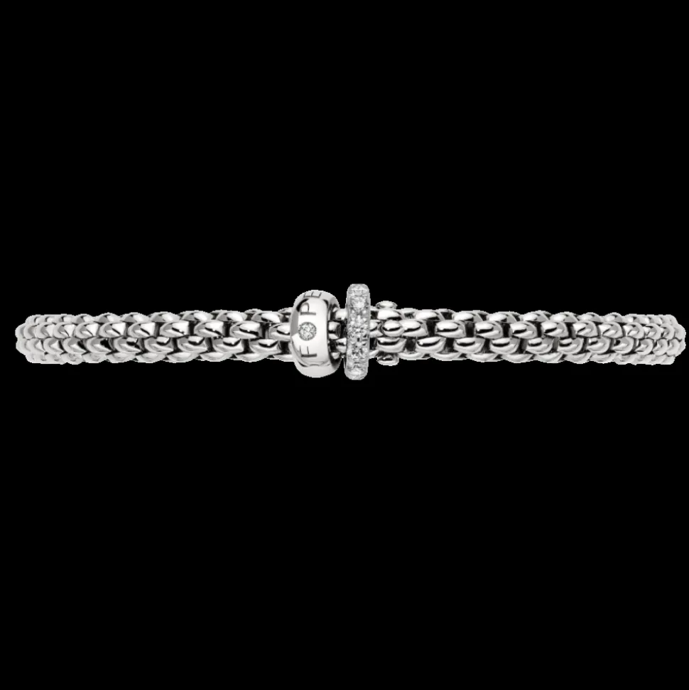 FOPE Solo Flex'it Bracelet with a Double Rondel and Diamond Pavé
