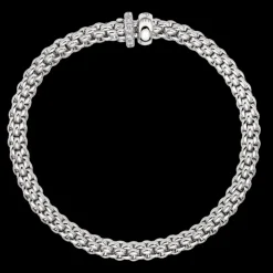FOPE Solo Flex'it Bracelet with a Double Rondel and Diamond Pavé