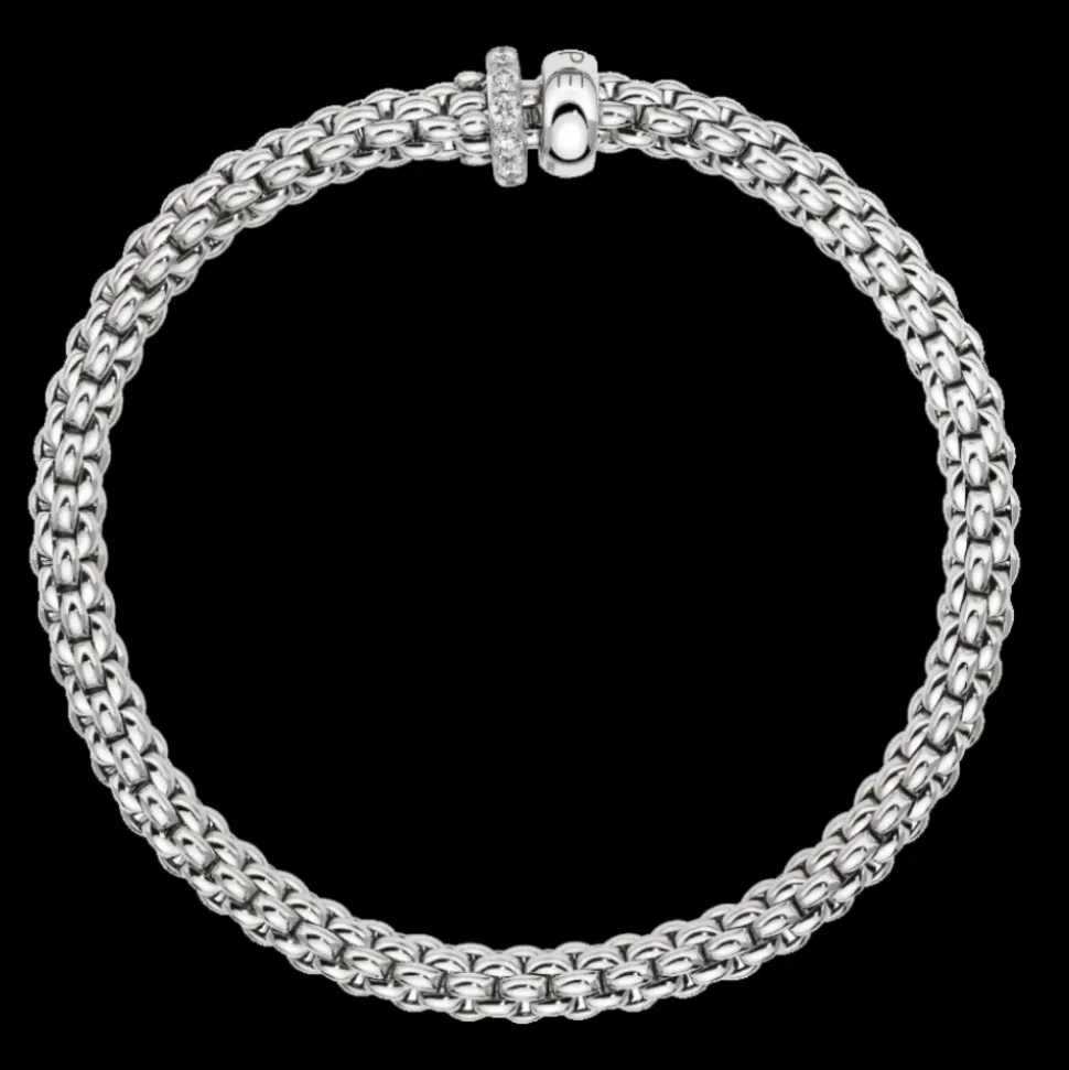 FOPE Solo Flex'it Bracelet with a Double Rondel and Diamond Pavé
