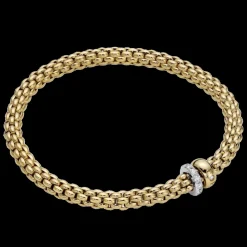 FOPE Solo Flex'it Bracelet with a Double Rondel and Diamond Pavé