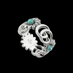 Gucci GG Marmont Flower Silver Ring Size 17