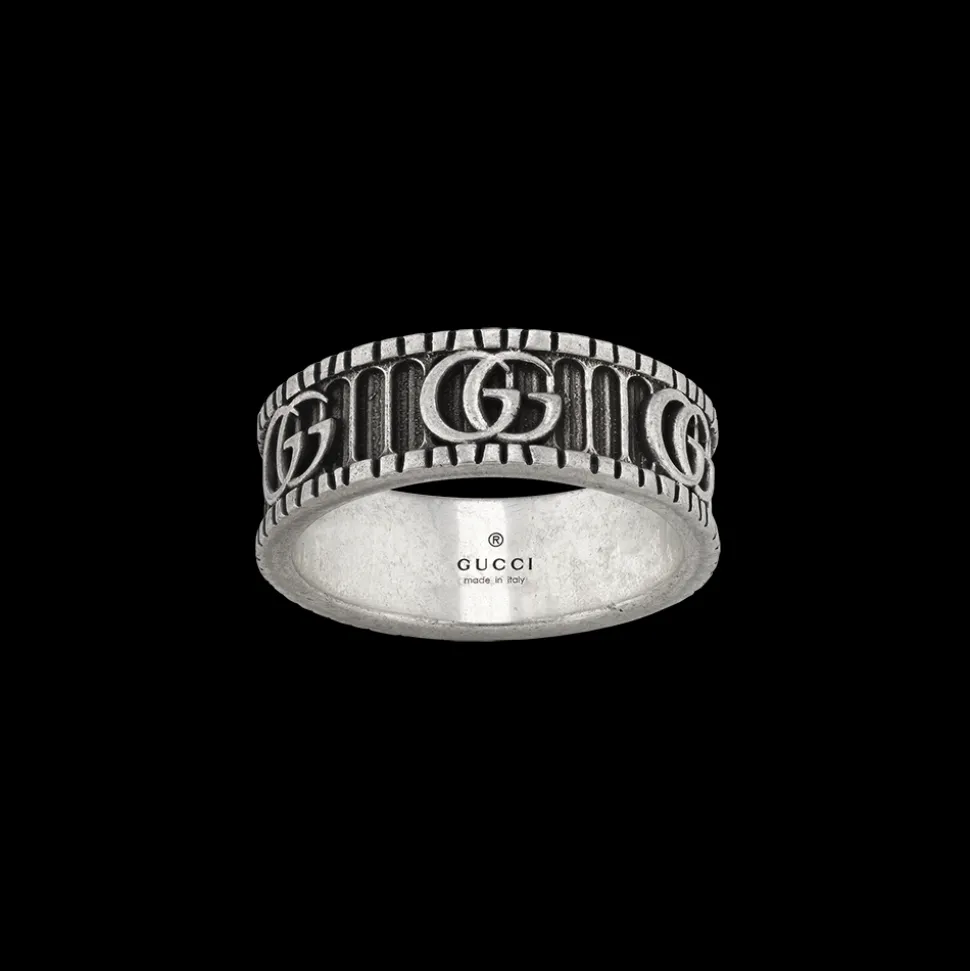 Gucci GG Marmont Silver Ring Size 15