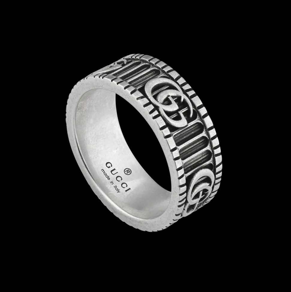 Gucci GG Marmont Silver Ring Size 15