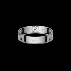 Gucci Icon 18ct White Gold Thin Ring Size 17