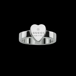 Gucci Silver Trademark Heart Ring Size 12