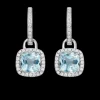 Kiki McDonough Cushion Blue Topaz and Diamond Earrings
