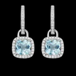 Kiki McDonough Cushion Blue Topaz and Diamond Earrings