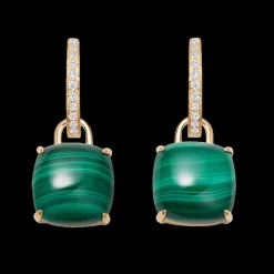 Kiki McDonough Cushion Malachite and Diamond Earrings