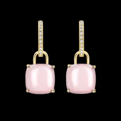 Kiki McDonough Cushion Pink Opal and Diamond Earrings