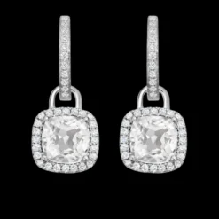 Kiki McDonough Cushion White Topaz and Diamond Earrings