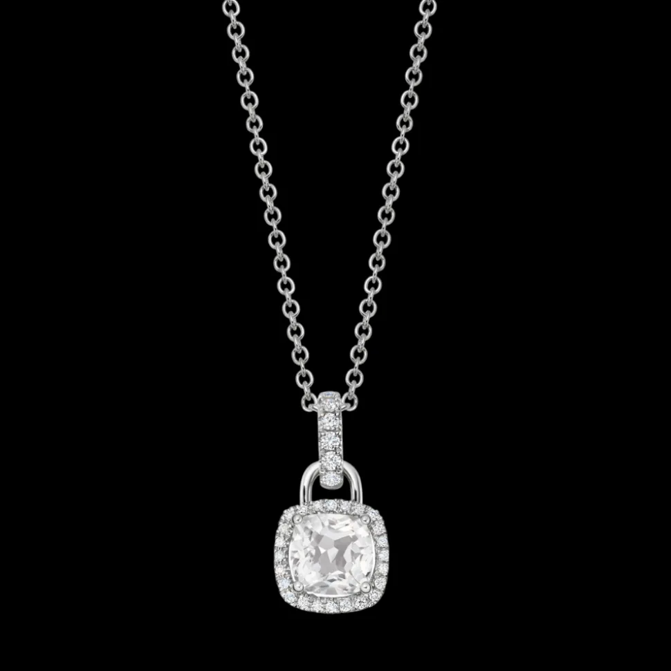 Kiki McDonough Diamond Mini Cushion White Topaz Pendant