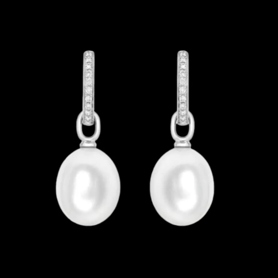 Kiki McDonough Pearl and Diamond Drop Earrings