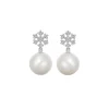 Kiki McDonough Pearl Round and Diamond Snowflake Earrings
