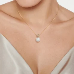 Kiki McDonough Pearl Round and Diamond Flower Necklace