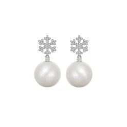 Kiki McDonough Pearl Round and Diamond Snowflake Earrings