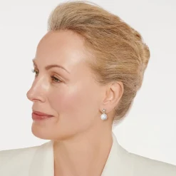Kiki McDonough Pearl Round and Diamond Flower Earrings