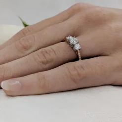 Memoire Three Stone 0.34ct F SI2 Diamond Rose Gold/Platinum Ring