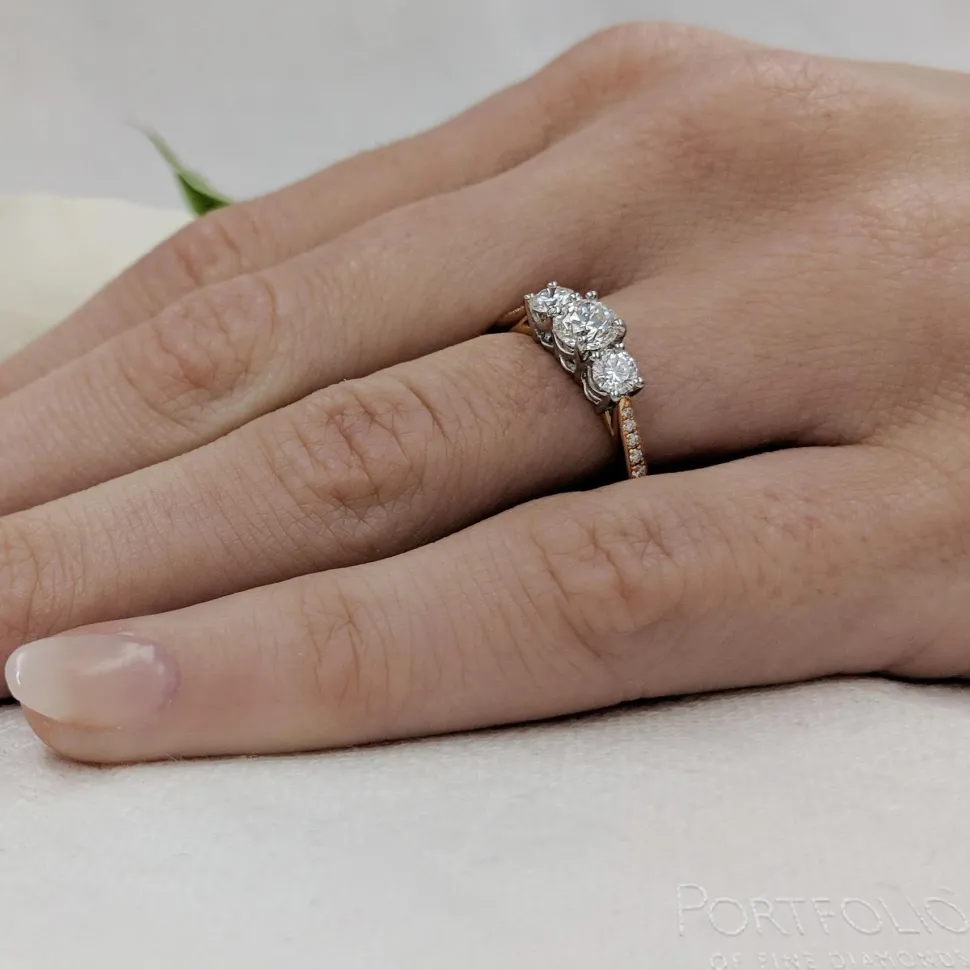 Memoire Three Stone 0.34ct F SI2 Diamond Rose Gold/Platinum Ring