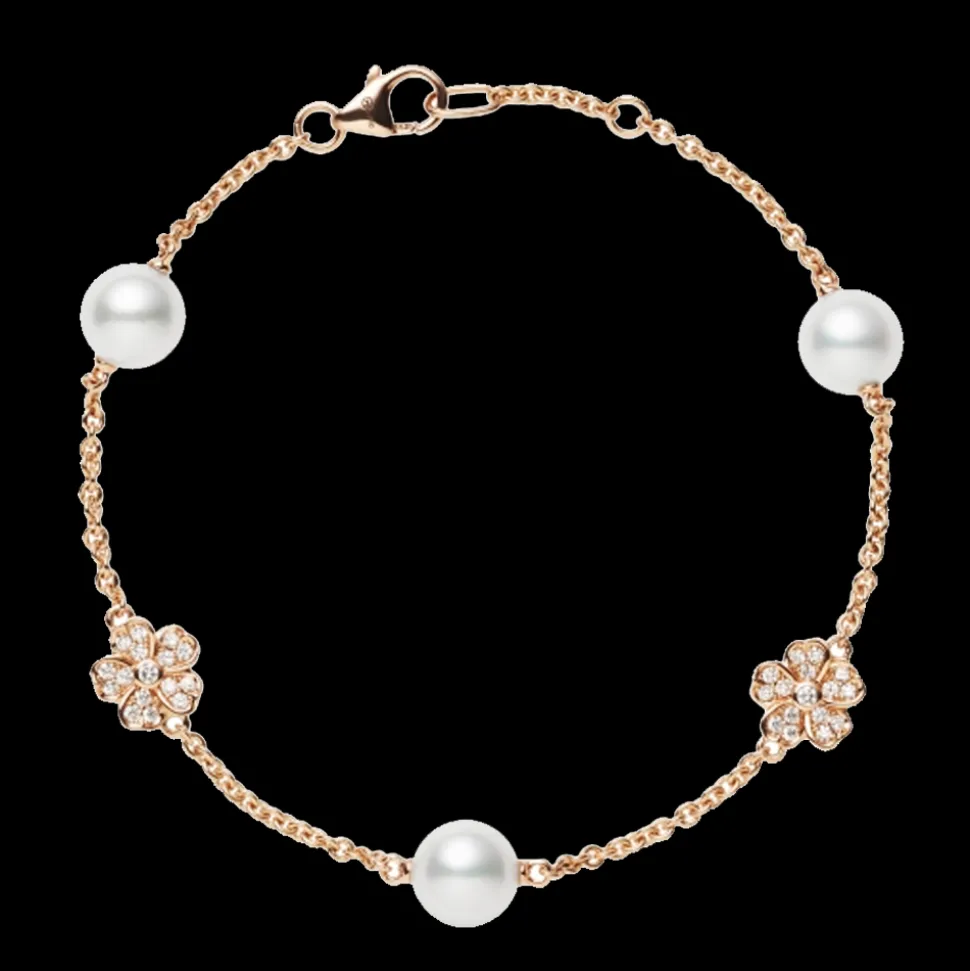 Mikimoto Floral Diamond and Pearl Bracelet