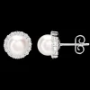 Pearl and Diamond Halo Studs