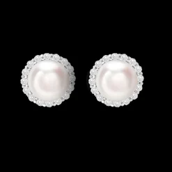 Pearl and Diamond Halo Studs